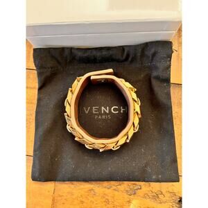 GIVENCHY Leather Gold Chain Wrap Bracelet W/Box and Dust Bag Sz S